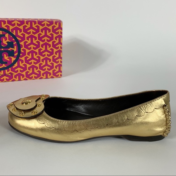 TORY BURCH Gold Heart Ballet Flats - Picture 9 of 16